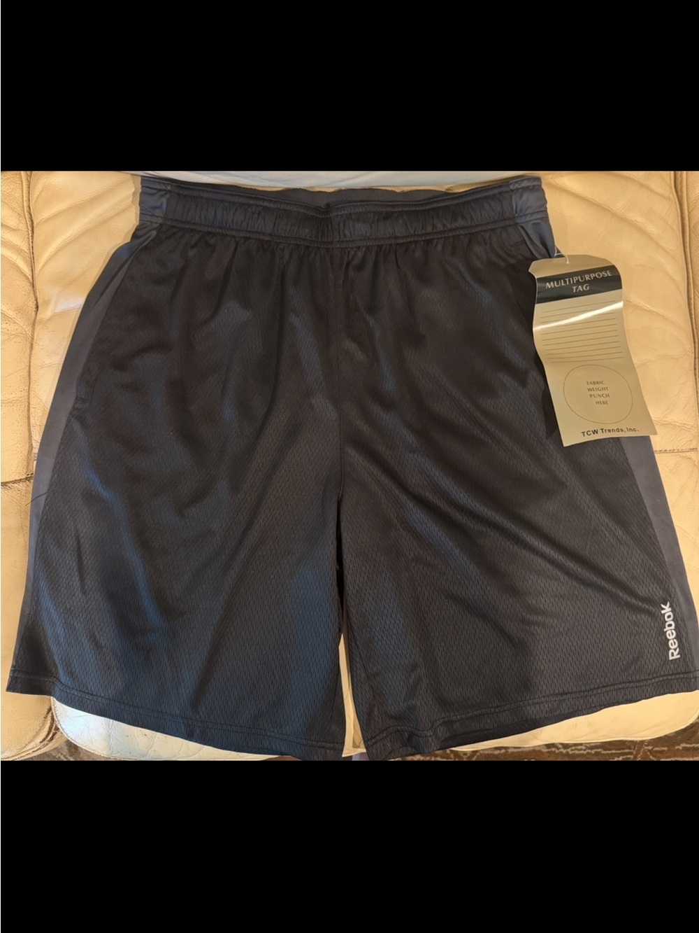 Reebok Men's Blue Athletic Mesh Shorts with Gray Side Panels